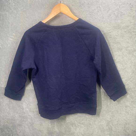 Draper James Top Small Darlin' Navy Spellout Blue 3/4 Sleeve Sweatshirt Preppy‎ - Picture 2 of 14